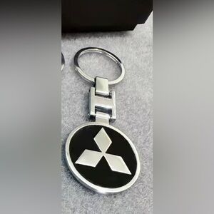 Mitsubishi Key Chain Ring - Chrome Metal Car Keychain Keyring Alloy black